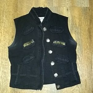 Black denim vest